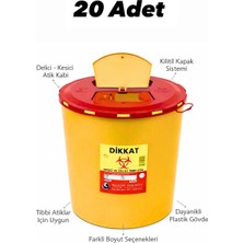 Tıbbi Atık Kovası, Enfekte Kovası Sarı Renk , Hijyenik ve Güvenli Kullanım 1.3 Litre Tüm Adetler