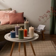 Storemax Buzlu Lavanta Renkli, Rustik Sütun Mum - 80MM/66MM - 35 Saat Yanma Süresi