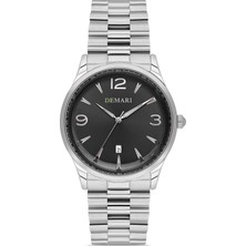 DEMARİ Erkek Kol Saati Quartz Mekanizma – Gümüş Çelik Kasa & Kordon Siyah Kadran DM-00117G-A2