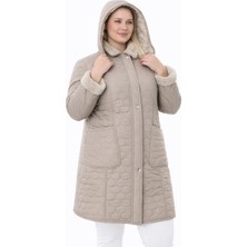 İthal Yumuşak Kürklü Mont, Büyük Beden , Tavşan Tüylü Kaban, Su Itici Mont,kapitone Mont,diz üstü