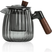 PremiumPort Ahşap Cam Demlik 450 Ml, Sağlıklı ve Şık Çay Demleme Seti