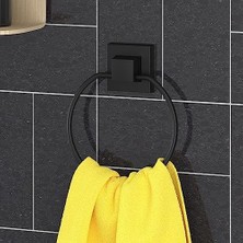 Storemax Delme Vida Matkap Yok!  Yapıskanlı Yuvarlak Havluluk Mat Siyah EF235