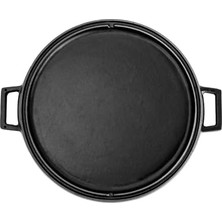 Storemax Döküm Yuvarlak Çift Yön Izgara Tavası Döküm Demir Yekpare Çift Kulplu ÇAP(Ø)34CM.