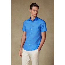 Abbate Vento Poplin Pamuklu Comfort Fit Koyu Mavi Klasik Yaka Erkek Düz Gömlek