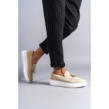 Zapatos SLW154 Blaze Bağcıksız Püsküllü Süet Erkek Günlük Spor Klasik Ayakkabı Sbt - Krem