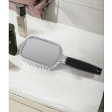 Storemax Gri Siyah Aynalı Saç Fırçası – Masaj Etkili, Saç Kırılmasını Önleyen, Ergonomik Saplı, 2’si 1 Arada Tarak ve Ayna