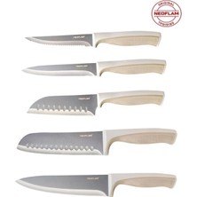 UltraMint Fika Microban Bej 5 Parça Bıçak Seti, Şık ve Dayanıklı Mutfak Gereci