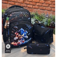 Bevitton Erkek Çocuk Ilk Okul Çantası 3'lü Set Ilkokul Çantası Siyah Karakter Desenli Takım