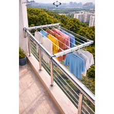 LDR Paslanmaz Pratik Makaralı Küpeşte Çamaşır Askısı - Kurutmalık (Çamaşır Ipi Hediye)