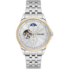 DEMARİ Otomatik Erkek Kol Saati – Gold Detaylı Çelik Kasa & Bilezik, Beyaz Kadran DM-00101G-D1