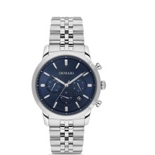DEMARİ Erkek Kol Saati Quartz Mekanizma Full Fonksiyonlu – Gümüş Çelik Kasa & Bilezik, Lacivert Kadran DM-00111G-A3