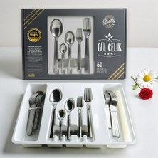 60 Parça 12 Kişilik Çatal Kaşık Seti Sade Model 18/0 Kalite Kutulu