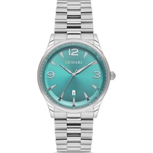 DEMARİ Erkek Kol Saati Quartz Mekanizma – Gümüş Çelik Kasa & Kordon Turkuaz Kadran DM-00117G-A15