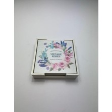 Storemax 6’lı Ahşap Bardak Altlığı Seti (Kutulu - Çiçek Desenli)