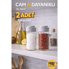 Febros Baharatlık 2 Adet Cam Dayanıklı Tuz Pulbiber Kekik Susam Baharatlığı