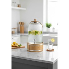 UltraMint Bambu ve Ahşap Detaylı 6l Cam Sebil, Şık ve Doğal Tasarım