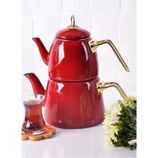 PremiumPort Şık Emaye Çaydanlık, Dayanıklı ve Güzel Tasarım, Ev ve Mutfak Için Uygun