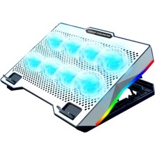 Storemax Telefon Tutuculu Profesyonel Dizüstü Bilgisayar Soğutucu Laptop Işıklı Oyuncu Laptoplarına Özel 8 Büyük Fanı Ile Hızlı Soğutma 2 USB Giriş S608