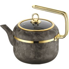 PremiumPort Yüksek Kaliteli 1,5 Lt Yanmaz Taş Dokulu Granit Çaydanlık