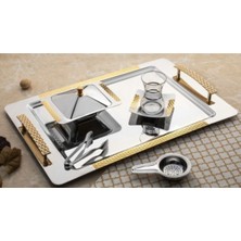 UltraMint Paslanmaz Çelik Sırma Desenli Çay Tepsisi, Şık ve Kullanışlı Tasarım