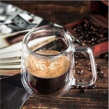 Storemax Çift Cidarlı Macchiato Bardak Seti, 2 Adet Çift Duvarlı Kulplu Kahve Bardağı, 250 ml Kahve Fincanı, Cam, Cappuccino, Latte, Çay, Dondurma, Bira Için