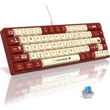 Storemax AK680 65% Kablolu Hotswap Mekanik Oyun Klavyesi,68 Tuşlu Taşınabilir -Ghosting Klavye,gökkuşağı Arkadan Aydınlatmalı Programlanabilir,ergonomik, Kırmızı Beyaz, Anahtar-Mavi