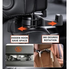 Storemax 2’li Araç Baş Destek Kancası – Telefon Tutuculu Evrensel Koltuk Arkası Kanca, El Çantası & Alışveriş Poşeti Askısı, Kolay Takılabilir, Koltu Başlığı Askısı, Araç Içi Aksesuar