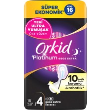Orkid Platinum Hijyenik Ped Gece Ekstra (Boy 4) Süper Ekonomik Paket 16 Adet