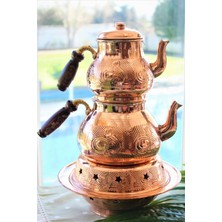 PremiumPort Şık Bakır Çaydanlık Takımı, El Işlemeli, Zarif Tasarım, Günlük Kullanım