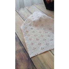 Bej Brode Fisto Lastikli Bandana | Doğal Pamuk Saç Bandı