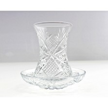 UltraMint Şık Kesme Çay Seti, Bardak ve Tabak Göz Dekor, Zarif Tasarım