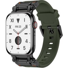 Storemax Ile Uyumlu 42MM KRD-101 Titanyum Metal Başlıklı Silikon Kordon Siyah-Yeşil