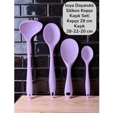 Seraph Isıya Dayanıklı Yanmaz Yapışmaz Silikon Kaşık Seti 4 Parça 28CM/22CM/20CM Kaşık 29CM Kepçe