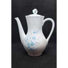 PremiumPort Büyük Boy Porselen Demlik, Zarif Mavi, 1l, Antika Tasarım