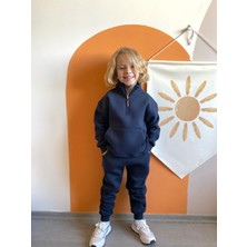 Seftex Erkek / Kız Çocuk Dik Yaka Sweatshirt Kangru Cepli 3 Iplik Şardonlu