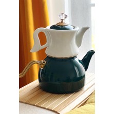 PremiumPort Dufy Porselen Emaye Çaydanlık Takımı, Şık ve Dayanıklı Yeşil Renk Seçeneği