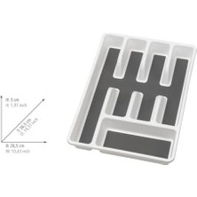 Storemax Kaymaz Çatal Bıçak Tepsisi - Çekmeceler Için Çatal Bıçak Tepsisi, Polipropilen, 26,5 x 5 x 36,5 Cm, Beyaz