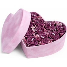 Van Vleck Sevgililer Gününe Özel Kalp Şeklinde Güllü Çiçekli Mum Kutulu Dekoratif Hediye Mum Kokusuz Küçük Boy