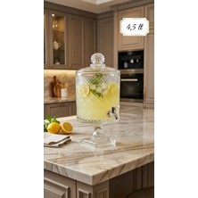 UltraMint Çeşme Şerbetli Cam Sıvı Kabı 4.5 Litre, Pratik ve Estetik Tasarım