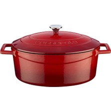 Storemax Metal Oval Döküm Tencere, 27 Cm, 3.91 L Hacim, Kırmızı