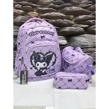 MegiHero  Erkek Çocuk Ilk Okul Çantası 3'lü Set Ilkokul Çantası Siyah Karakter Desenli Takım