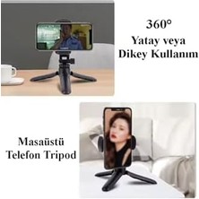 Storemax Siyah Telefon Tripodu Mini Monopod Ayaklı 360° - Yatay Veya Dikey Kullanım Siyah