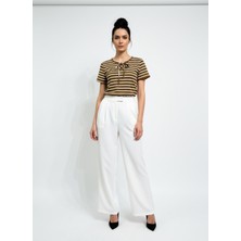 Vita Fortuna Çizgili Bağcıklı Kadın T-Shirt - VK0102