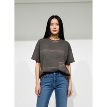 Vita Fortuna Basıc Desen Detaylı Pamuklu Kadın T-Shırt - VK0104