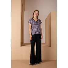 Vita Fortuna Geometrik Desenli V Yaka T-Shırt - VK0074