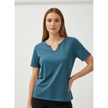 Vita Fortuna Kadın Bisiklet Yaka Kısa Kollu Basic Tişört - VK0133