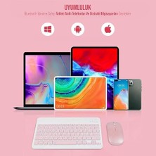 Storemax Windows//ıos Sistemi Için Kablosuz Bluetooth Uyumlu Klavye Fare Seti Mini Ultra Ince Şarj Edilebilir Türkçe (Pembe)