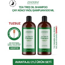 Zinderm Çay Ağacı Şampuanı - Arındırıcı ve Dengeleyici Tuzsuz Çay Ağacı Yağlı Şampuan (2 Adet x 500 ML)