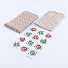 Storemax 20 Adet Puantiye ve Zikzak Desenli Kese Kağıdı (18X30 Cm) ve Happy New Year Stickerdan Oluşan Set