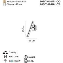 Storemax Balıva Teklı Krom Ledlı Aplık 3000K
